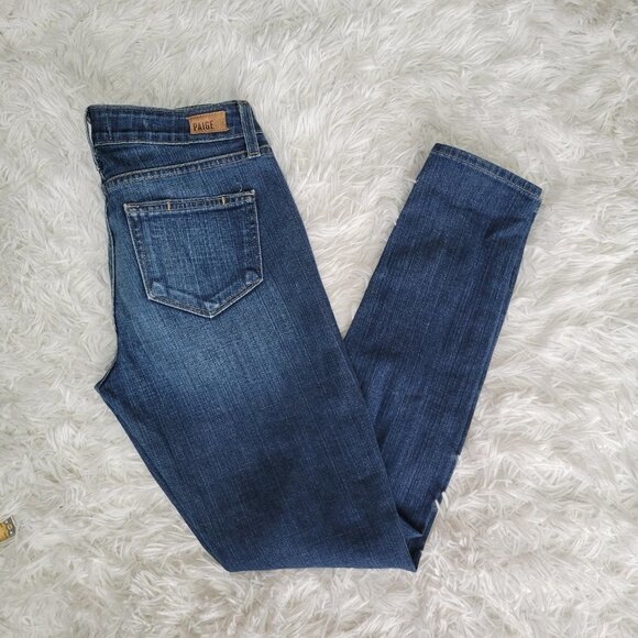 Paige Vertugo Ultra Skinny Blue Denim Distressed Jeans Made in USA - Size 26 - Picture 12 of 12